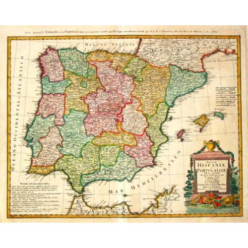 Old map image download for Regnorum Hispaniae et Portugalliae Tabula generalis. 