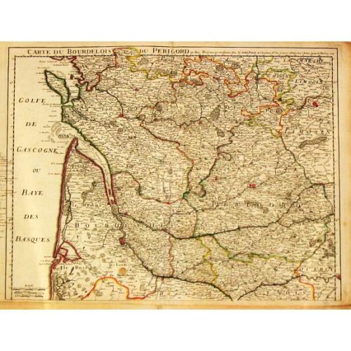 Old map image download for Carte du Bourdelois du Perigord et des Provinces voisines.