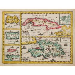 [lot of 8 maps/ prints of the Caribbean] Cuba Insula, inset: Havanna portus; Hispanolia Insula; Insula Iamaica; Ins. S. Ioannis; I.s. Margareta.