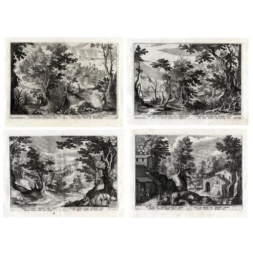 A set of four landscapes with the story of the Good Samaritan.