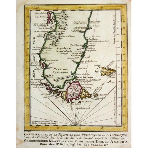Old map image download for Carte Réduite de la Partie la plus Meridionale de l'Amerique.