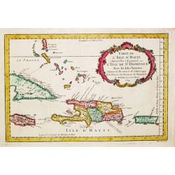 Carte de l' Isle d' Hayti, Aujourd'hui l' Espagnole, ou l' Isle de St. Dominique, Avec les Isles voisines.