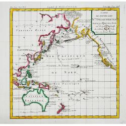 Carte de toutes les N.les Découvertes dans la Mer du Sud, ou est tracee la Route du Celebre Capitain Cook.