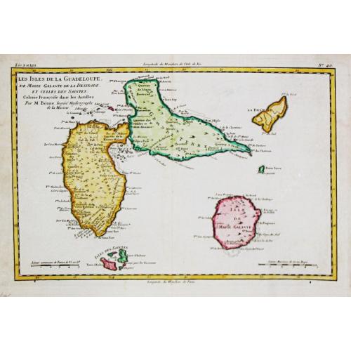 Old map image download for Les Isles de la Guadeloupe, de Marie Galante, de la Désirade et celles des Saintes.