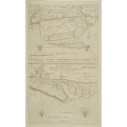 Old map image download for Aftekening van het Margat.. / Afteekening van de Rivier Cly en Blakeny geleegen aan de Oostkust van Engeland..