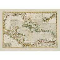 Old, Antique map image download for Les Isles Antilles, et le Golfe du Méxique.