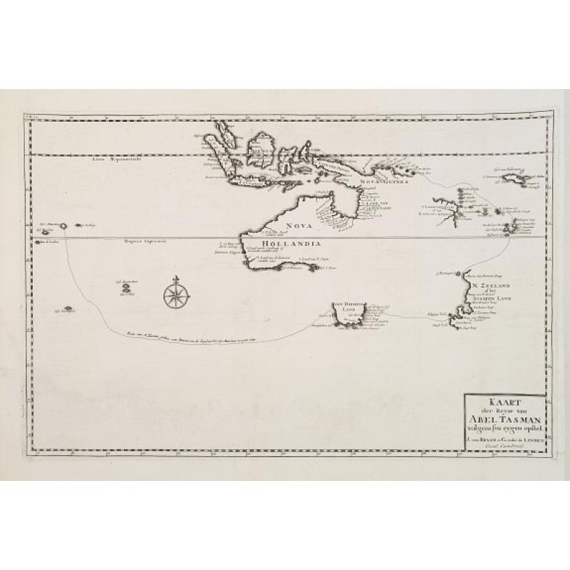 Kaart der Reyse van Abel Tasman volgens syn eygen opstel..