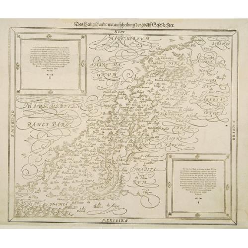 Old map image download for Das Heilig Landt mit auscheilung der zwolff Geschlechter.