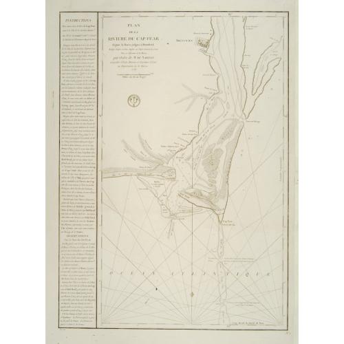 Old map image download for Plan de la Riviere du Cap Fear depuis la Barre jusques a Brunswick?. (Cape Fear)