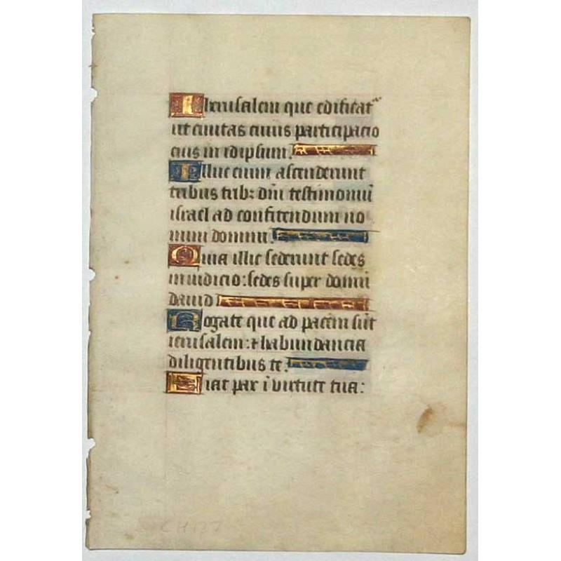 Leaf on vellum from a manuscript Book of Hours.