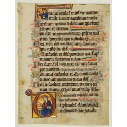 Leaf on vellum from a manuscript Psalter.