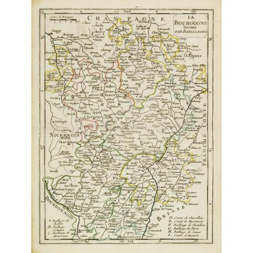 Old map image download for La Bourgogne Divisée par Baillages.