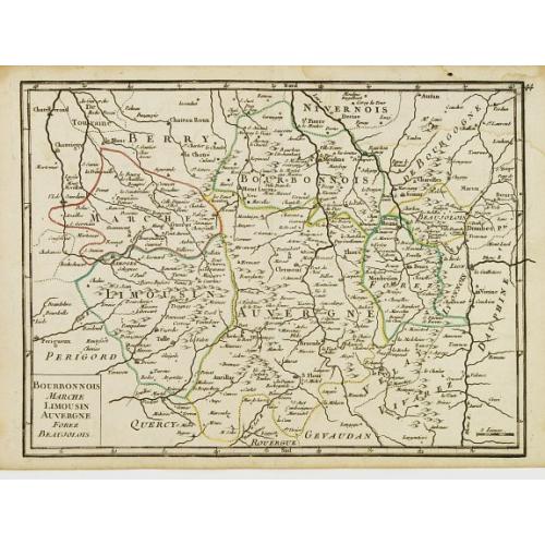 Old map image download for Bourbonnois, Marche, Limousin, Auvergne, Forez, Beaujolois.