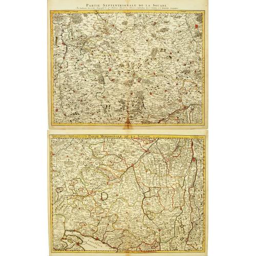 Old map image download for Partie Septentrionale de la Souabe [and] Partie Meridionale de la Souabe. (2 maps)