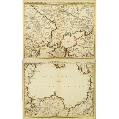 Old map image download for [2 maps] Theatre de la Guerre Dans la Petite Tartarie, La Crimee, la Mer Noire, &c.. [and] Seconde Partie de la Crimée.. (2 maps)