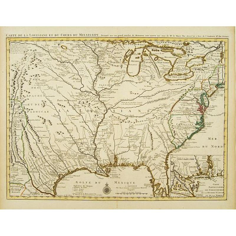 Carte de la Louisiane et du Cours du Mississipi Dressée sur un grand nombre de Memoires..