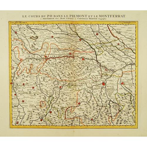 Old map image download for Le Cours du Po dans le Piemont et le Montferrat.
