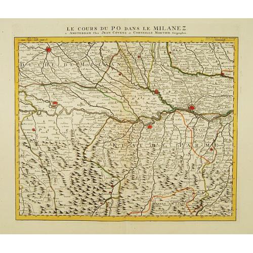 Old map image download for Le Cours du Po dans le Milanez.