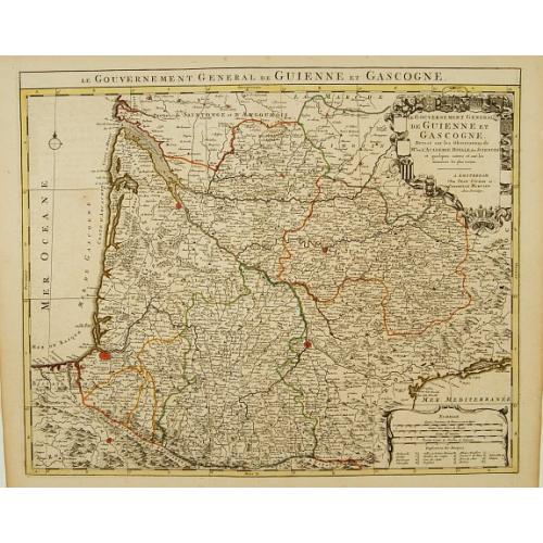 Old map image download for Le Gouvernement General de Guienne et Gascogne.