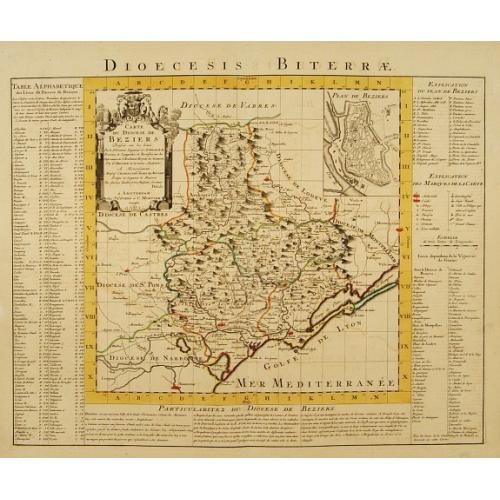 Old map image download for Carte du Diocese de Beziers Dressée..