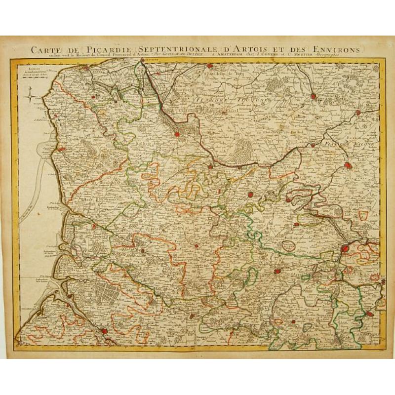 Carte De Picardie Septentrionale D'Artois Et Des Environs..