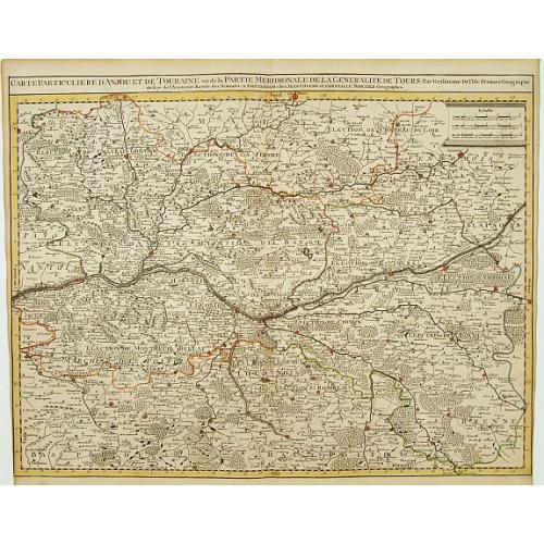Old map image download for Cart Particuliere D'Anjou Et De Touraine ou de la Partie Meridionale De La Generalité De Tours.