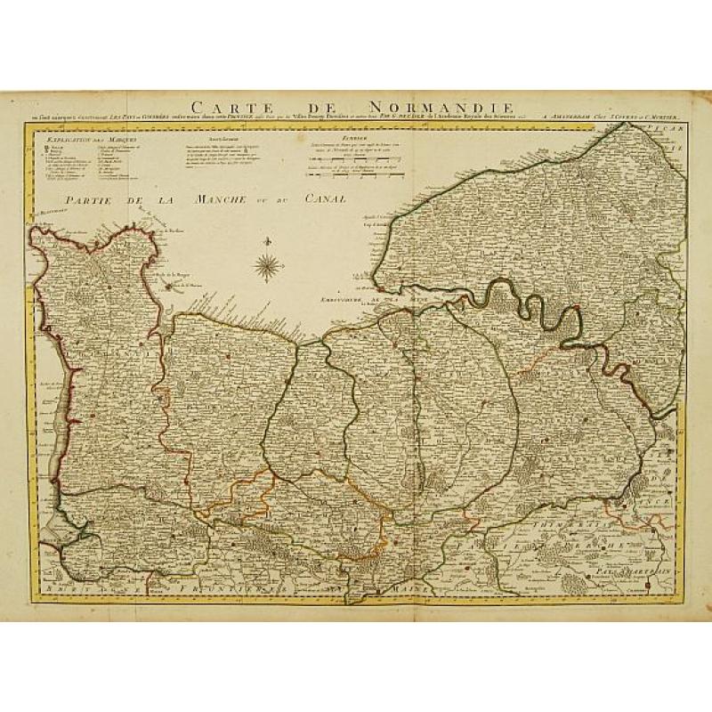 Carte De Normandie ou sont marquez exactement Les Pays ou Contrees enfermées dans cette Province..