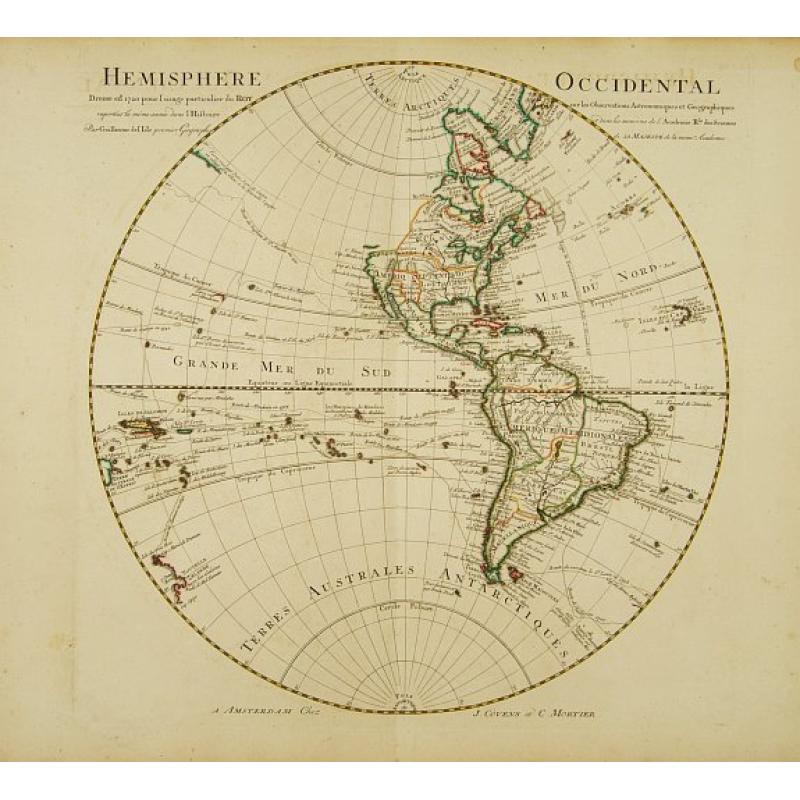 Hemisphere occidental Dresse en 1720..