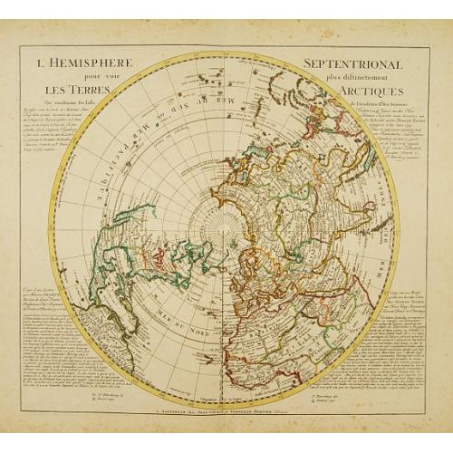 Old map image download for L'Hemisphere Septentrional pour voir plus distinctement les Terres Arctiques.