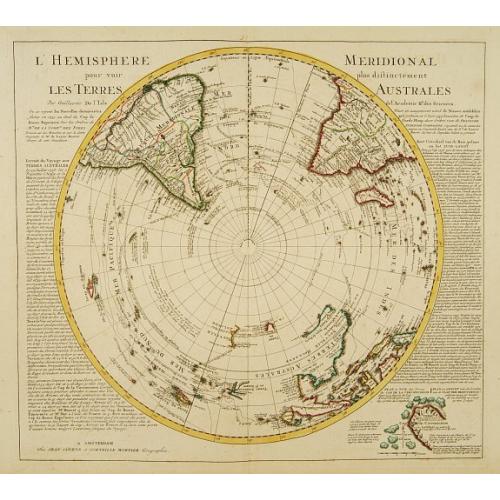 Old map image download for L'Hemisphere Meridional pour voir plus distinctement les Terres Australes.