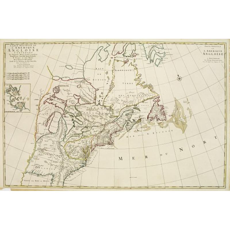 Carte Nouvelle de L'Amerique Angloise Contenant La Virginie, Mary-Land, Caroline, Pensylvania, Nouvelle Jorck, N. Jarsey, N. France..
