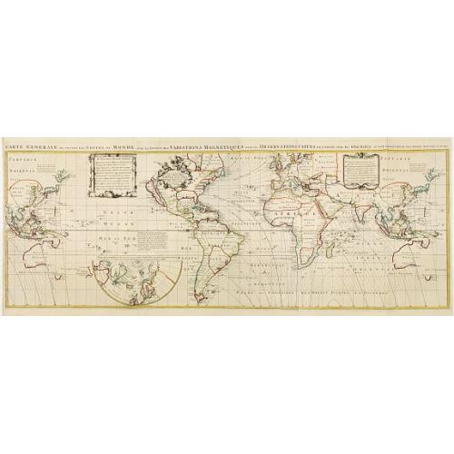 Old map image download for Carte Generale des toutes les Costes du Monde avec un Indice des Variations Magnetiques selon les Observations Faites en l\'Année 1700.