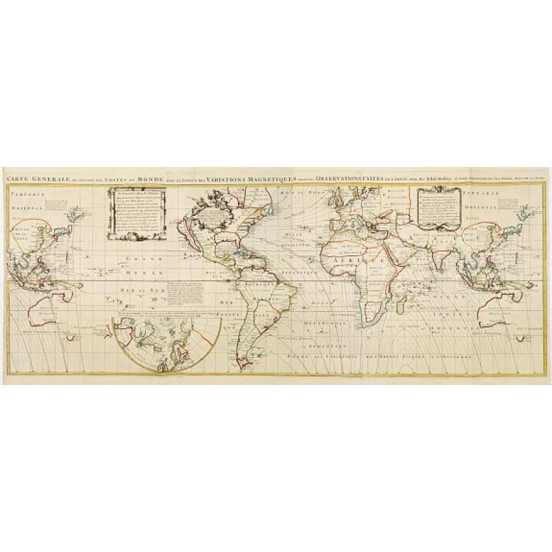 Carte Generale des toutes les Costes du Monde avec un Indice des Variations Magnetiques selon les Observations Faites en l\'Année 1700.