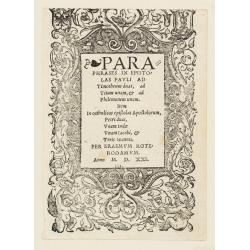 Title page to a book:"Phrases in epistolas Pauli ad Thimotheum duas......"