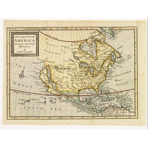 Old map image download for A new map of North America according to the newest observations..