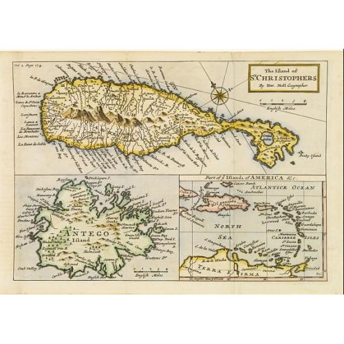 Old map image download for The Island of St. Christophers / Antego Island / Part of y Islands of America &c..