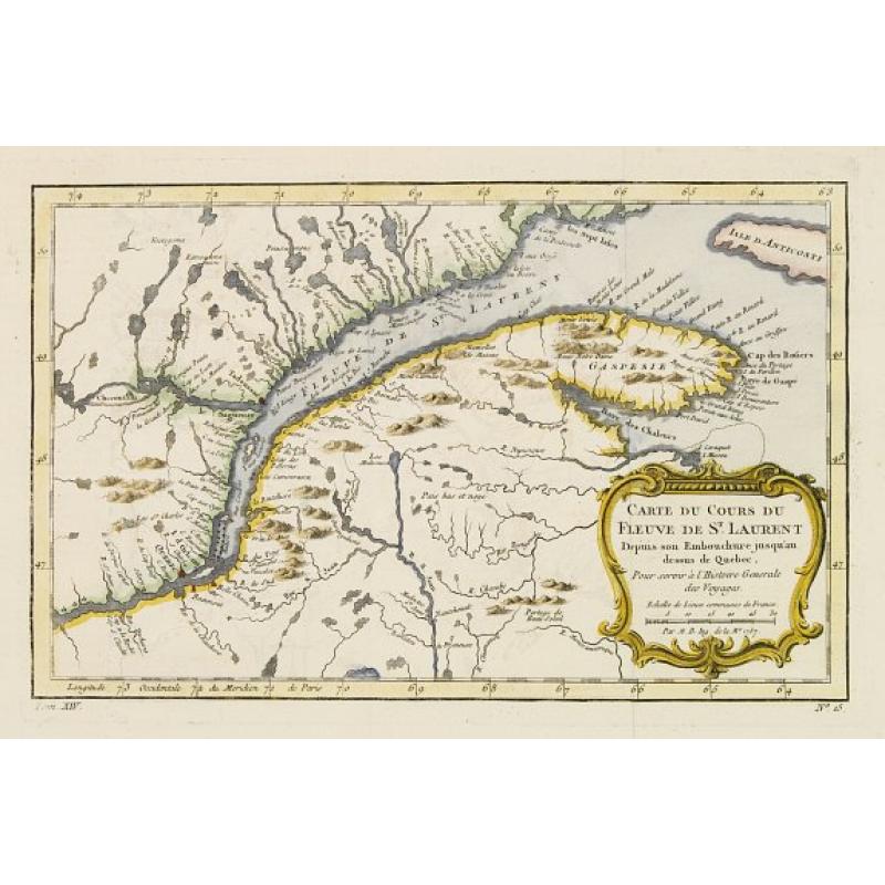 Carte du Cours du Fleuve de St.Laurent..Quebec.
