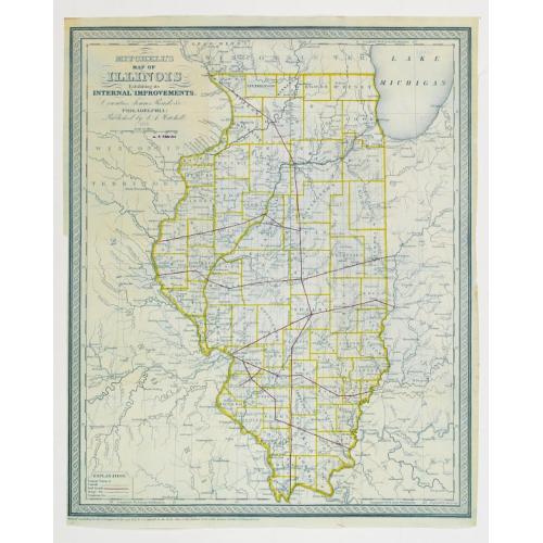 Old map image download for Mitchell's map of illinois exhibiting its internal improvements,