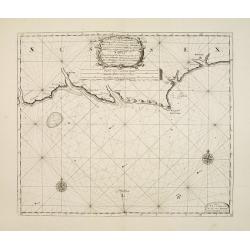 A new gradually encreasing compass-map, of a part the Sea Coasts of England .. Sussex .. Hastings to Arundel ..
