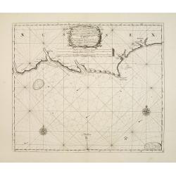 A new gradually encreasing compass-map, of a part the Sea Coasts of England .. Sussex .. Hastings to Arundel ..
