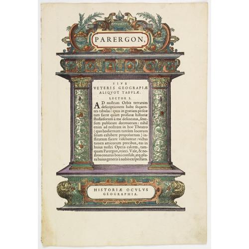 Titlepage: Parergon, in quo Veteris geographiae aliquot tabulae.