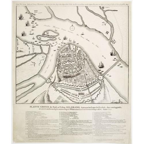 Old map image download for Platte grond der Stadt en vesting BELGRADO, benevens het Leger der Keyserse.. Anno 1717.