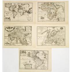 Set of world and 4 continents.