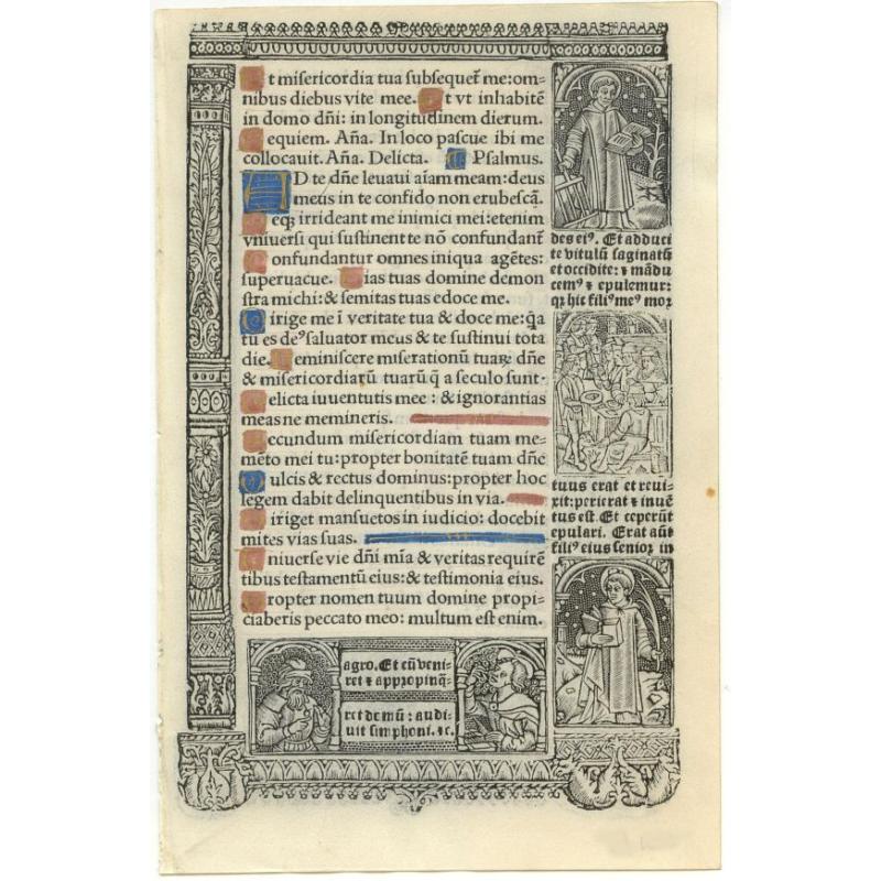 Leaf on vellum from a printed Book of Hours.