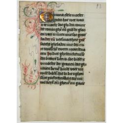 Leaf on vellum from a Dutch manuscript Book of Hours.