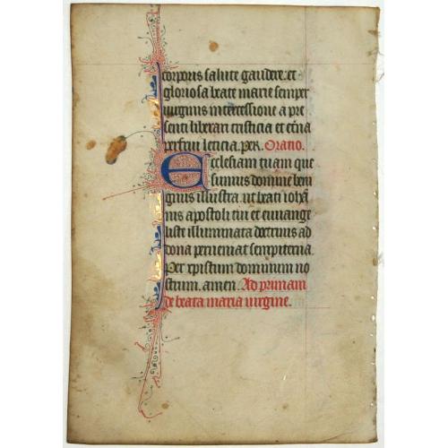 Old map image download for Leaf on vellum from a manuscript Book of Hours.