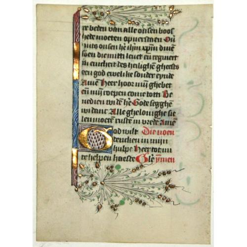 Old map image download for Leaf on vellum from a Dutch manuscript Book of Hours.