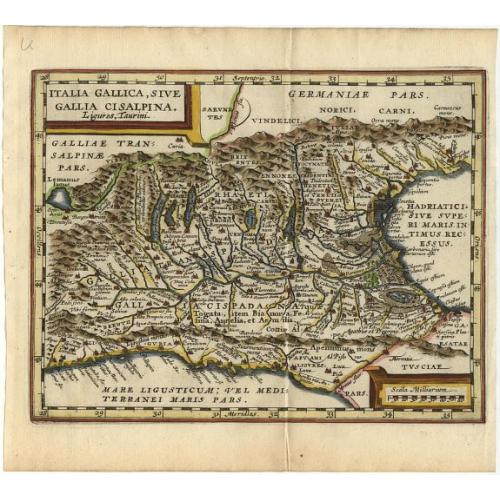 Old map image download for Italia Gallica, Sive Gallia Cisalpina, Ligures, Taurini