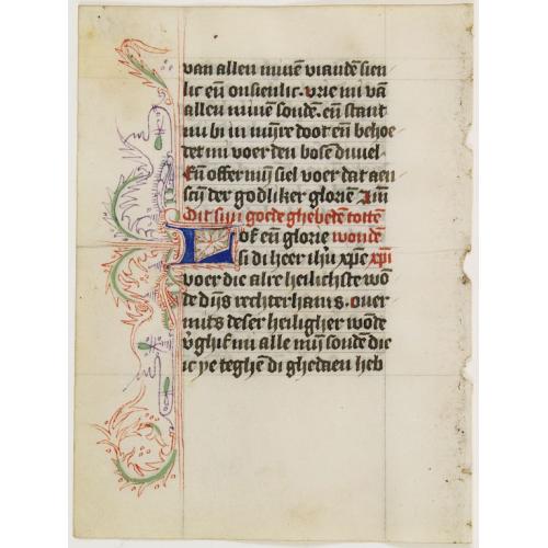 Old map image download for A wonderful vellum leaf from a Dutch Book of Hours.