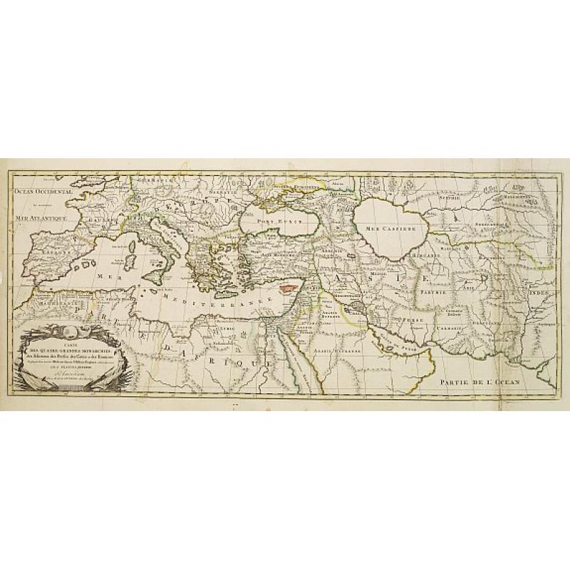 Carte Des Quatre Grandes Monarchies, des Assirieens, des Perse, des Grecs, et des Romains.. Celle Flavius Joseph .